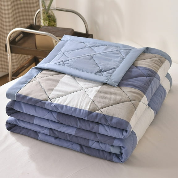 Btomtd Cotton Summer Quilt, Classic Grid-Pattern Air Conditioning Cooling Blanket, Embossed Lightweight Comforter for Home & Dorm Daily Use, 39" x 59" (Multicolor #04)