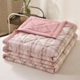 thumbnail image 1 of Btomtd Cotton Summer Quilt, Classic Grid-Pattern Air Conditioning Cooling Blanket, Embossed Lightweight Comforter for Home & Dorm Daily Use, 39" x 59" (Multicolor #01), 1 of 6