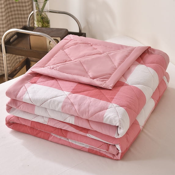 Btomtd Cotton Summer Quilt, Classic Grid-Pattern Air Conditioning Cooling Blanket, Embossed Lightweight Comforter for Home & Dorm Daily Use, 39" x 59" (Multicolor #03)