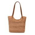 thumbnail image 1 of Btomtd Crochet Cotton Mesh Shoulder Tote Bag, Summer Handmade Woven Beach Bag, Handbag Purses for Women, Khaki, 1 of 7