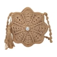 thumbnail image 1 of Btomtd Crochet Flower Crossbody Bags for Women, Small Handmade Shoulder Bag with Pearl Tassel, Travel Purse, Khaki, 1 of 7
