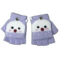 thumbnail image 1 of Btomtd Ctue Knitted Gloves with Open Finger Top and Half Finger Design, Winter Gloves in Seasonal Themes for Teens and Kids, Purple, 1 of 7