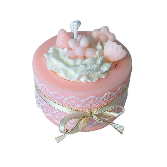 Btomtd Cupcake Shaped Aromatherapy Candles, Round Cake Soy Wax Candles for Holiday and Birthday Gifts, Decorative Scented Candle Ornament, 4.2 oz, Pink