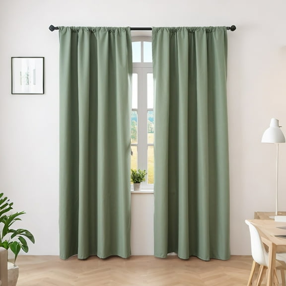 Btomtd Curtains Heat Insulation Energy Saving Bedroom And Kitchen Curtains Scandinavian Solid Colour Silk Curtains Window Curtains, 62.99x53.14 inch, Green-S