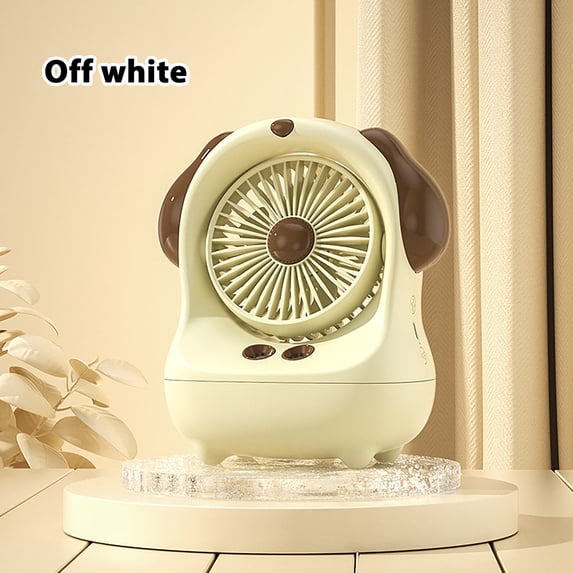 Btomtd Cute Dog Shape USB Mini Fan with Spray Cooling Function, Portable Evaporative Cooler Desk Fan and Humidifier for Home Office (White)