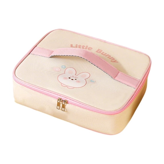Btomtd Cute Flat Insulated Lunch Bag, Oxford Cloth Cooler Tote with Handle for Office, Picnic, Travel, Reusable Lunch Box for Men and Women, Pink