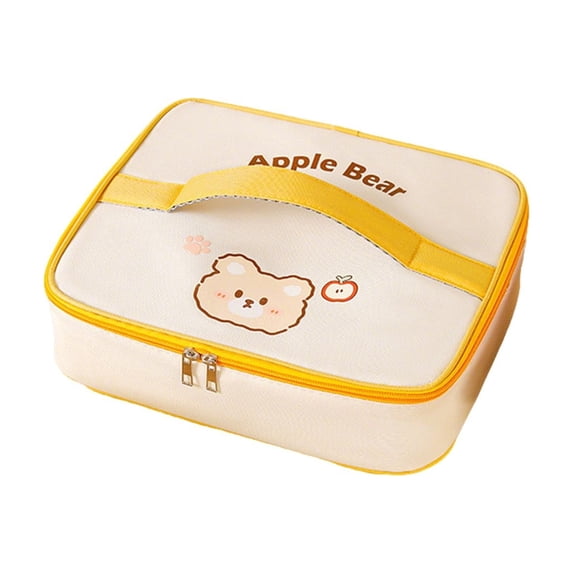 Btomtd Cute Flat Insulated Lunch Bag, Oxford Cloth Cooler Tote with Handle for Office, Picnic, Travel, Reusable Lunch Box for Men and Women, Yellow