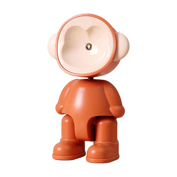 Btomtd Cute Monkey Shape Ornament Night Light, Small Desktop Table Lamp for Birthday Gift, Button Battery Powered Desk Lamp, Orange