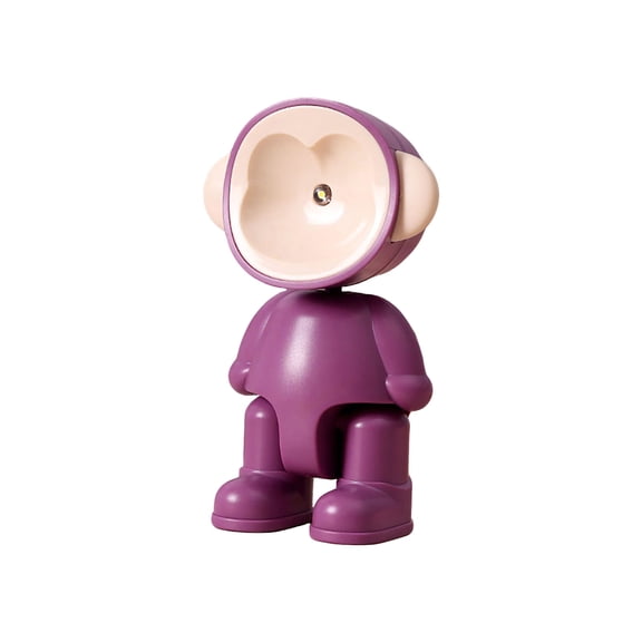 Btomtd Cute Monkey Shape Ornament Night Light, Small Desktop Table Lamp for Birthday Gift, Button Battery Powered Desk Lamp, Purple