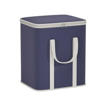 Btomtd Dark Blue Storage Bags with Double Shoulder Straps, Thickened Large Capacity Storage Totes for Quilt and Clothing, Household Moving Bags for Organization, 75L, M
