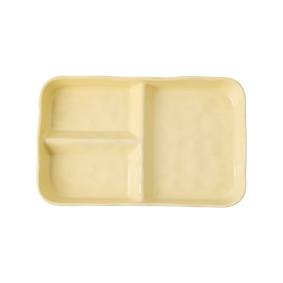 Btomtd Delicate Home Tableware Platess with Compartments Ceramic Dinner Platess for Restaurant Style Snack Serving Plates Functions, Yellow