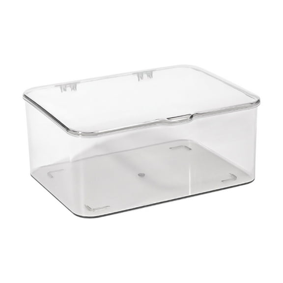 Btomtd Desktop Cosmetic Organizer with Large Capacity, Transparent Dresser Storage Box for Toiletries, Mask Organizer Storage Containers with Lids, Size 4L, Clear