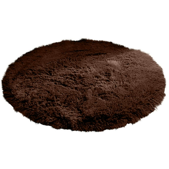 Btomtd Diameter 23.62' Round Floor Mat for Yoga and Computer Chair Versatile Entryway Rug Under Desk Bedroom Carpet Blanket Style Washable Floor Cover, Coffee