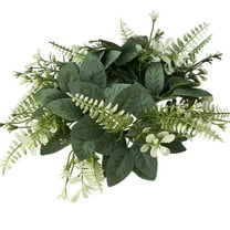 Btomtd Diameter 25cm Candle Ring Wreath Centerpiece Fall Table Decor for Thanksgiving Christmas Halloween Garland, Green