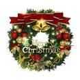 thumbnail image 1 of Btomtd Diameter 12" Christmas Faux Wreath with Bells Christmas Decorations Bow Text Card Decor Garland for Door Wall Hanging Merry Christmas, B, 1 of 7