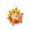 thumbnail image 1 of Btomtd Diameter 30cm Pumpkin Leaf Autumn Wreath Garland Harvest Festival Wall Hanging Indoor Outdoor Halloween Thanksgiving Party Decor, B, 1 of 6