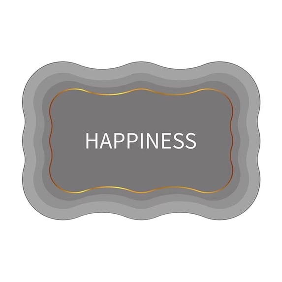Btomtd Diatom Mud "Happiness" Bath Mat, Non Slip Bathroom Floor Mat for Home, Toilet & Entryway, Absorbent Quick Dry Bathroom Rugs, 16" x 24", Gray