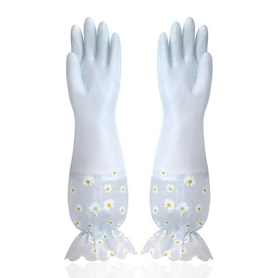 Btomtd Dishwashing Gloves for Household Kitchen and Laundry, A Pair of Lasting Long Rubber Gloves, Water Proof Household Cleaning Gloves, Blue