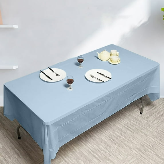Btomtd Disposable Plastic Tablecloth, Plain Party Table Cover in Solid Colors, Water Proof and Oil Proof Table Cloth for Birthday Dessert Tables, 108"x54", Blue