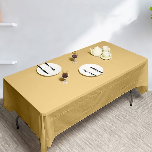 Btomtd Disposable Plastic Tablecloth, Plain Party Table Cover in Solid Colors, Water Proof and Oil Proof Table Cloth for Birthday Dessert Tables, 108"x54", Gold