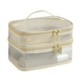 thumbnail image 1 of Btomtd Double Layer Mesh Makeup Bag for Toiletries, Large Capacity Travel Toiletry Bag with Storage, Cosmetic Bags for Brush Organization, Portable Storage Bags, 4L, Beige, 1 of 5