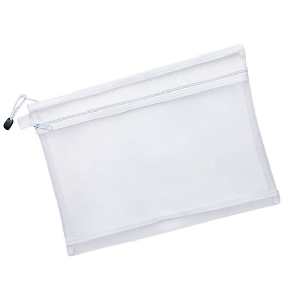 Btomtd Double-Layer Mesh Transparent Pencil Case File Storage Case with Zipper Large Capacity Pencil Pouch and Pen Bag, White