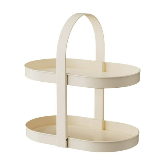 Btomtd Double Layer Thickened Desktop Storage Shelf Cosmetic Lipstick Organizing Rack with Handle Storage Rack, White