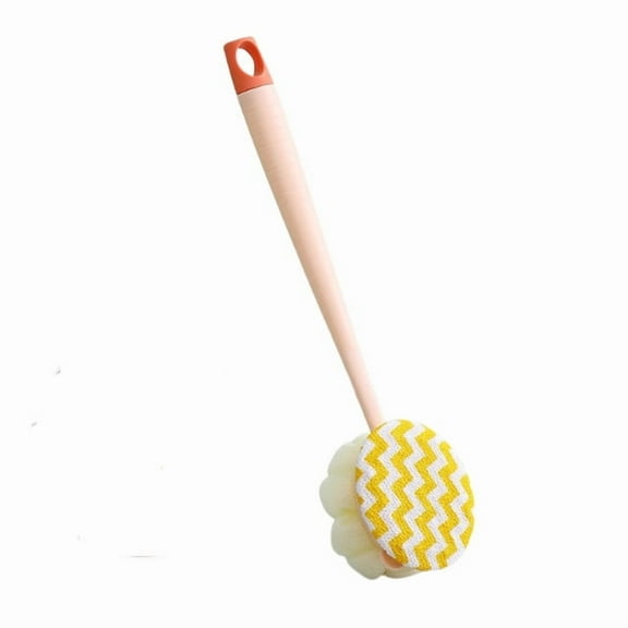 Btomtd Double-Sided Bath Scrubber with Long Handle and Soft Bristles, Detachable Cleaning Brush for Back Washing, Shower Scrub Brush Bath Ball, Pink