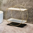 thumbnail image 1 of Btomtd Double Tier Wrought Iron Storage Rack, Large Capacity Bathroom Cosmetics Organizer Shelf, Desktop Storage Shelves for Toiletries 10"W x 6"D x 10"H, White, 1 of 6