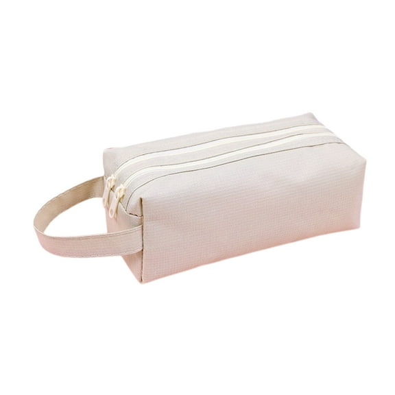 Btomtd Double Zipper Pencil Pouches Double Layer Pencil Cases for Youth Stationery Large Capacity Pencil Bag for Students, White