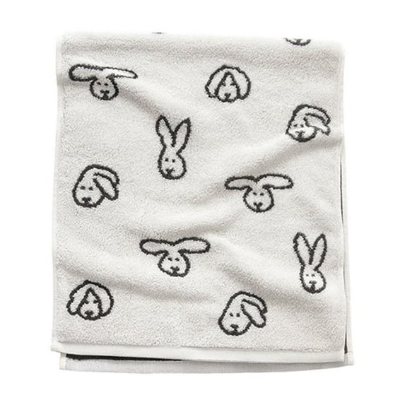 Btomtd Easter Bunny Jacquard Towels for Bathroom, Extra Thick and Large Pure Cotton Bath Towels, Absorbent Soft Face Washing Towel and Washcloth, 1-Pack, Size 31" x 14", White