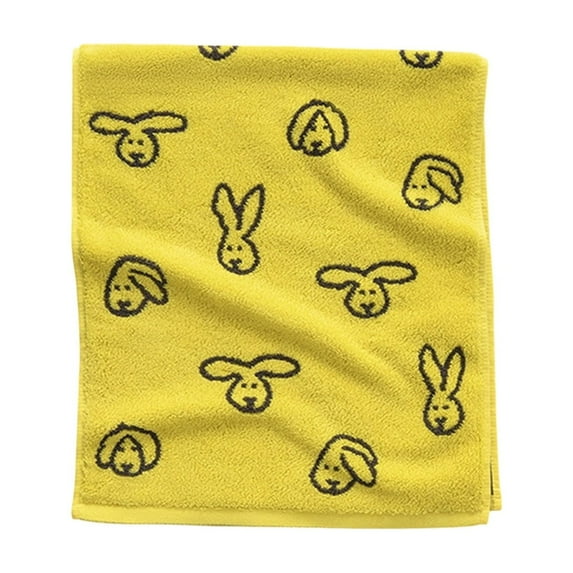 Btomtd Easter Bunny Jacquard Towels for Bathroom, Extra Thick and Large Pure Cotton Bath Towels, Absorbent Soft Face Washing Towel and Washcloth, 1-Pack, Size 31" x 14", Yellow