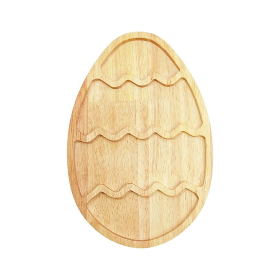 Btomtd Easter Wooden Serving Tray with Egg-Shaped Wood Plates, Rural Decorative Snack and Dessert Platter for Spring Holiday Table, 11"x7.3", A
