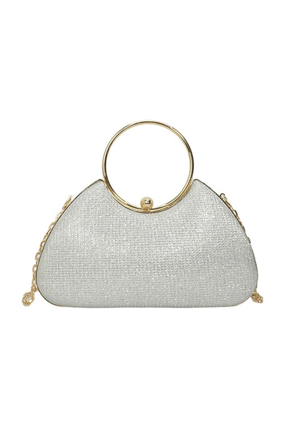 Elegant Rhinestone Purses for Women, Crossbody Bags and Handbag, Metal Handle Lock Underarm Bag for Party, Wedding, Prom, Formal Events, Silver