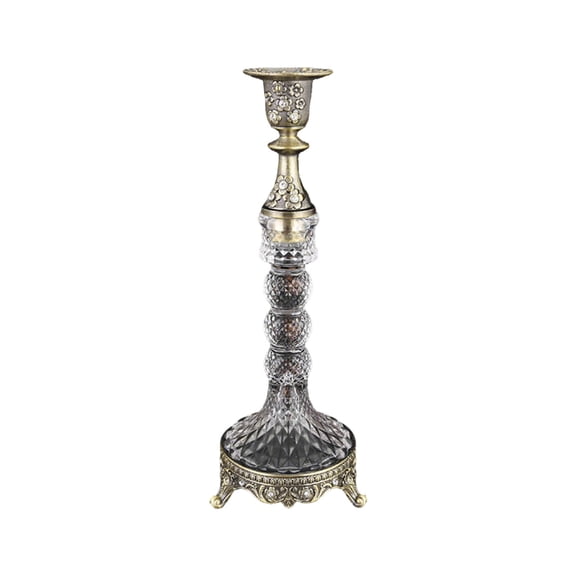 Btomtd European Style Metal Candle Holder, Vintage Table Decoration Display Piece Candlestick Holders for Candle Light Dinner and Romantic Wedding Props, 3.8"x3.8"x10.2", Bronze