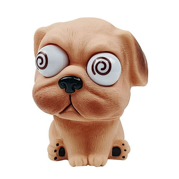 Btomtd Eye Popping Dog Squishies Fidget Toys, Funny Dog Squeeze Balls, Stress Relief Sensory Gift for Women Adult and Student, 1-Pack (3.5" x 3.5" x 4.3", Beige)