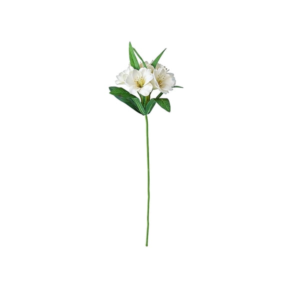 Btomtd Faux Fabric Trumpet Flower Stems, 19.3 Inch Artificial 6 Heads Floral Arrangement for Home Office Wedding Table Decor (White)