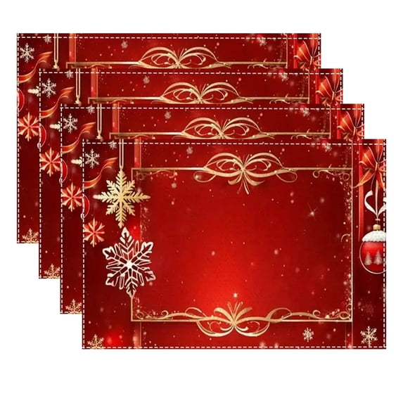 Btomtd Festive Christmas Table Placemats Set of 4 for Home, Kitchen Living Room Christmas Decoration Place Mats, Holiday Dining Table Mat Set, 18"x12", B
