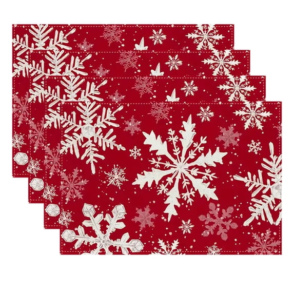 Btomtd Festive Christmas Table Placemats Set of 4 for Home, Kitchen Living Room Christmas Decoration Place Mats, Holiday Dining Table Mat Set, 18"x12", D