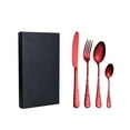 thumbnail image 1 of Btomtd Festive Cutlery Set Includes Four Piece Knife Fork Spoon for Christmas Dining Tableware Set Suitable For Household and Party, Red, 1 of 7