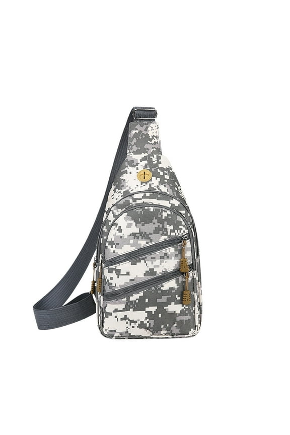 Fitness and Travel Camouflage Crossbody Bag, Casual Chest Bag and Shoulder Bag for Women and Men, Versatile Handbag and Purse with Secure Storage, Gray
