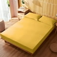 thumbnail image 1 of Btomtd Fitted Sheet for Double Bed Non-Slip Mattress Cover Soft Fiber Bed Sheets for Sleeping Soft and Comfortable Queen Sheets Set, 78.74'x70.86', Yellow, 1 of 6