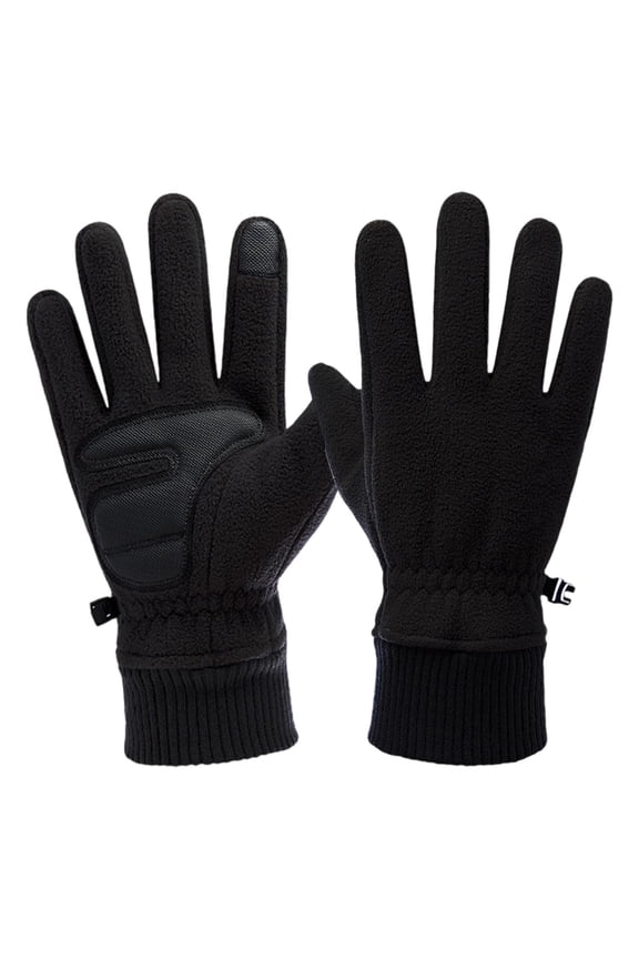 Fleece Lined Thick Gloves for Men and Women in Winter, Windproof Outdoor Gloves Constructed with Warm Diving Cloth and Velvet Layers, Black