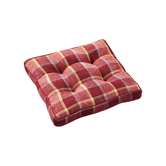 Btomtd Floral Chair Mat Pads with Thickened Upholstered Layer, Kitchen Dining Chair Cushion for Hard Floors, All-Weather Patio Chair Seat Cushion Outside, Size 18"x18", Red