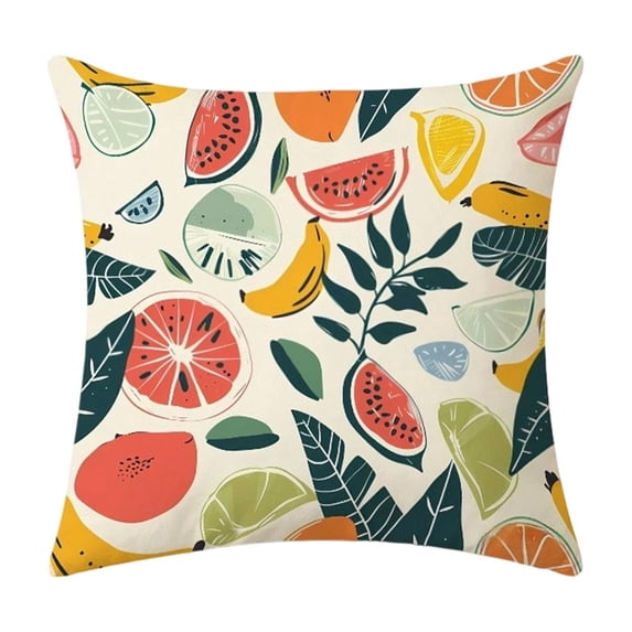 Btomtd Floral Fruit Throw Pillow Covers 18 x 18 Inch, Outdoor Waterproof Summer Pillow Case, Couch Pillow Covers for Courtyard Balcony Seat, A