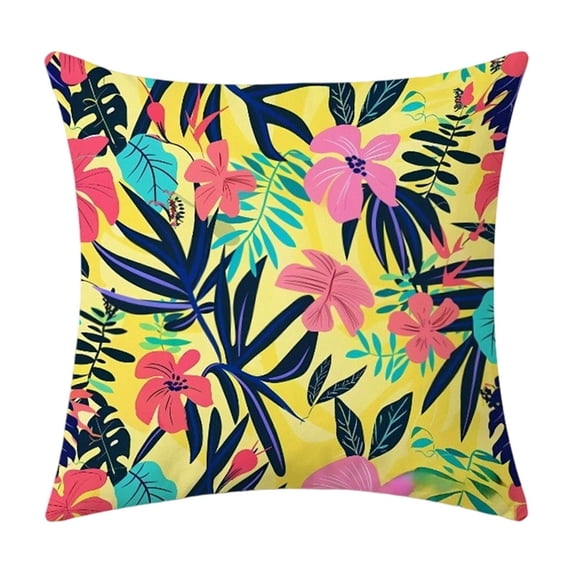 Btomtd Floral Fruit Throw Pillow Covers 18 x 18 Inch, Outdoor Waterproof Summer Pillow Case, Couch Pillow Covers for Courtyard Balcony Seat, H