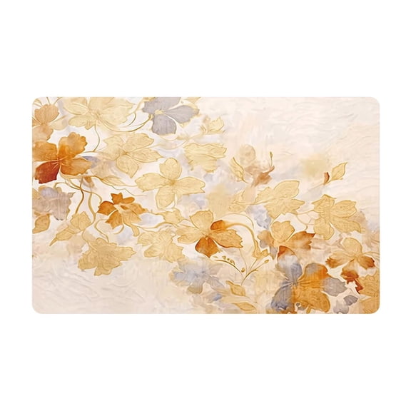 Btomtd Floral Leaf Printed Bathroom Rugs 16x24 Inch, Quick Dry Rubber Backed Floor Mat, Non Slip Absorbent, Machine Washable Entry Door Mats, Yellow