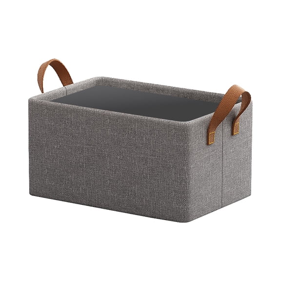 Btomtd Foldable Closet Organizer Storage Bins with Steel Frame, Cloth Storage Basket with Handles for Support, Wardrobe Storage Containers, Size 26L, Gray