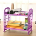 thumbnail image 1 of Btomtd Foldable Double Layer Storage Rack, Desktop and Bathroom Organizer Shelf for Cosmetics and Jewelry, Two-Tier Folding Storage Shelves 8"W x 6"D x 8"H, Purple, 1 of 6