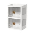 thumbnail image 1 of Btomtd Foldable Drawer Storage Box with Double Door, Multilayer Stationery Rack Storage Bins for Cosmetics, Household Care Products Organizer Containers, Size 15L, White, 1 of 6